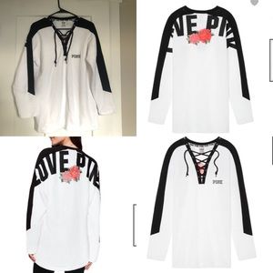 PINK VS Embroidered varsity lace up tunic